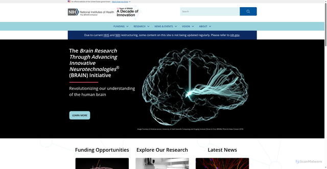Security scan screenshot of https://thebraininitiative.gov/