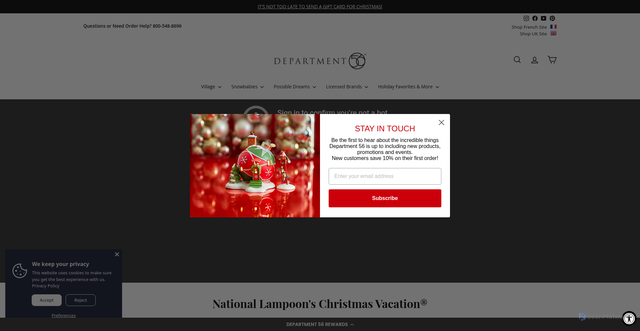 Security scan screenshot of https://www.department56.com/collections/national-lampoons-christmas-vacation?srsltid=AfmBOoo6BWn0eB_-3n-fxvpf1Edd8pEmNe5Q6Sy0MISoUDL-bBiZ45QZ