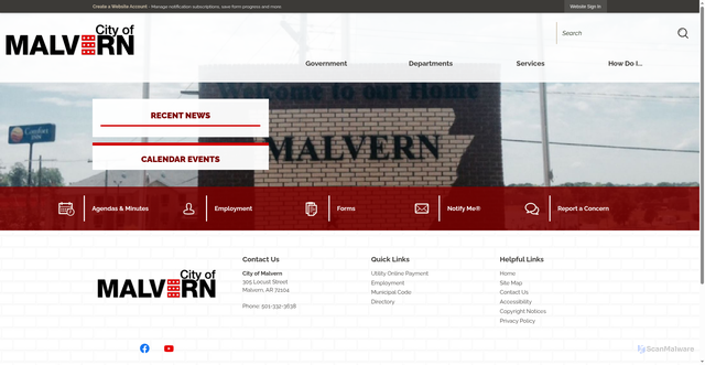 Security scan screenshot of https://malvernar.gov/