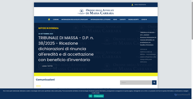 Security scan screenshot of https://www.ordineavvocatims.it/