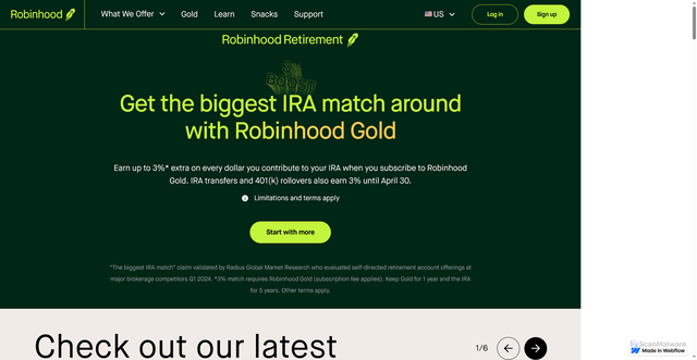 Security scan screenshot of https://sso-n-robinhood-com---cdn.webflow.io/