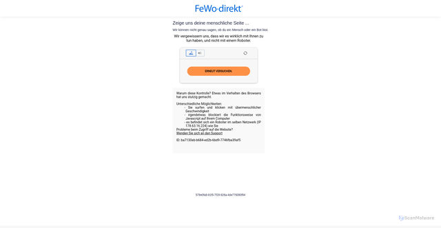Security scan screenshot of https://fewo-direkt.de