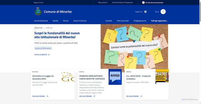 Security scan screenshot of https://www.comune.minerbe.vr.it/