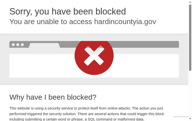 Security scan screenshot of https://hardincountyia.gov/