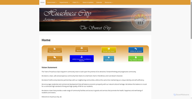 Security scan screenshot of https://huachucacityaz.gov/