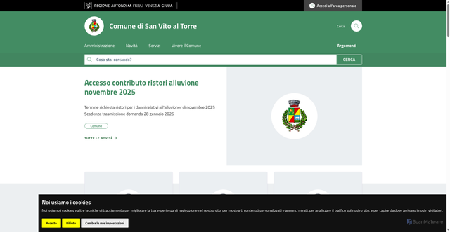 Security scan screenshot of https://www.comune.sanvitoaltorre.ud.it/