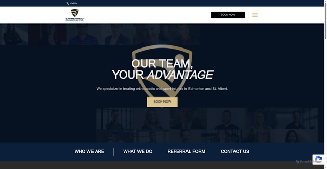 Security scan screenshot of https://satherreidsportmed.ca
