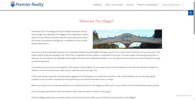 Security scan screenshot of https://www.rentthevillageshomes.com/about-the-villages/