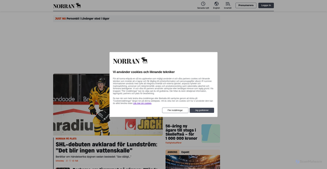 Security scan screenshot of https://norran.se