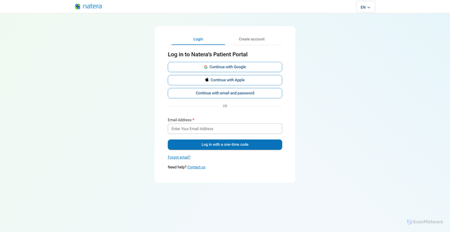Security scan screenshot of https://my.natera.com