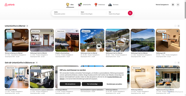 Security scan screenshot of https://www.airbnb.de