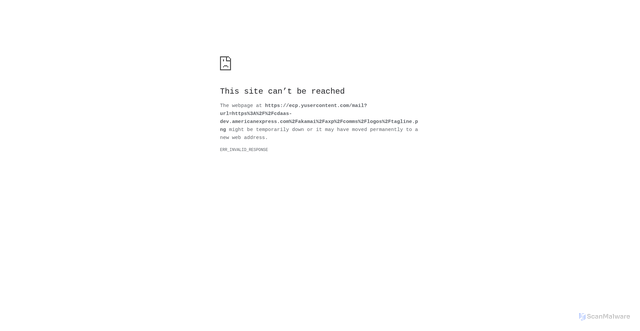 Security scan screenshot of https://ecp.yusercontent.com/mail?url=https%3A%2F%2Fcdaas-dev.americanexpress.com%2Fakamai%2Faxp%2Fcomms%2Flogos%2Ftagline.png