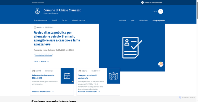Security scan screenshot of https://www.comune.ubialeclanezzo.bg.it/home/index.html