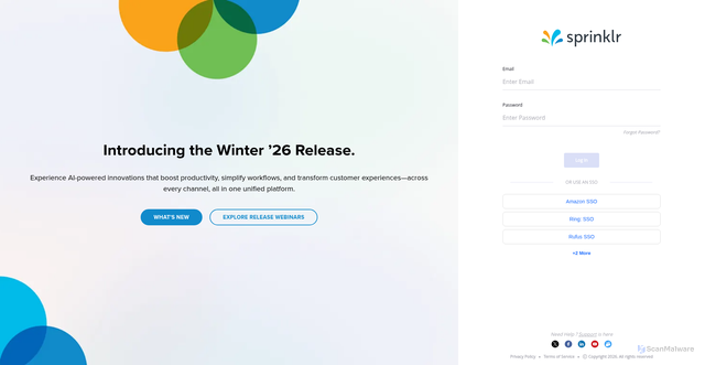 Security scan screenshot of https://amazon-space.sprinklr.com