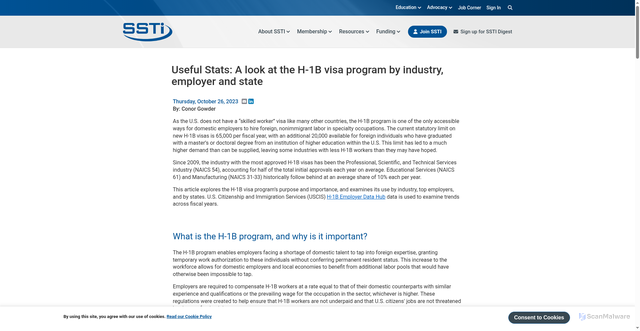 Security scan screenshot of https://ssti.org/blog/useful-stats-look-h-1b-visa-program-industry-employer-and-state