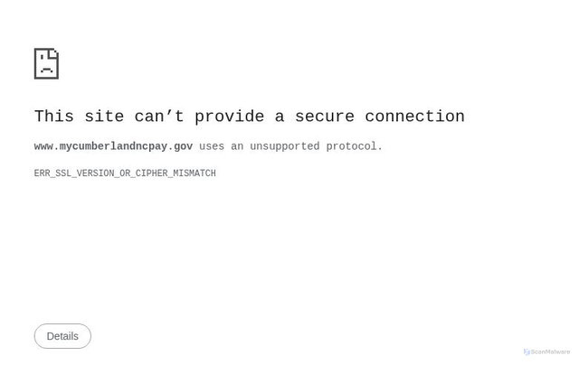 Security scan screenshot of http://www.mycumberlandncpay.gov/