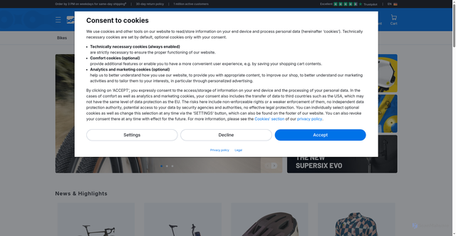 Security scan screenshot of https://www.bike24.com