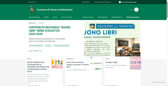 Security scan screenshot of https://www.comune.fiessoumbertiano.ro.it/