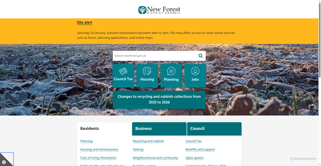 Security scan screenshot of https://www.newforest.gov.uk/
