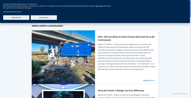 Security scan screenshot of https://www.commissariobonificadiscariche.governo.it/it/
