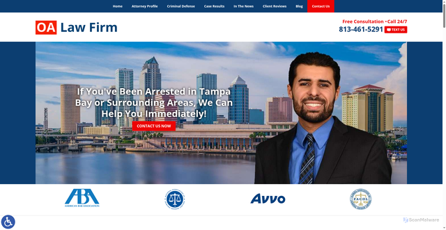 Security scan screenshot of https://www.tampa-criminal-attorney.com/