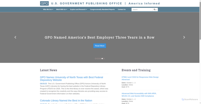 Security scan screenshot of http://www.gpo.gov/