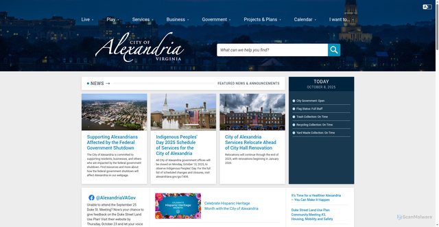 Security scan screenshot of https://alexandriava.gov/