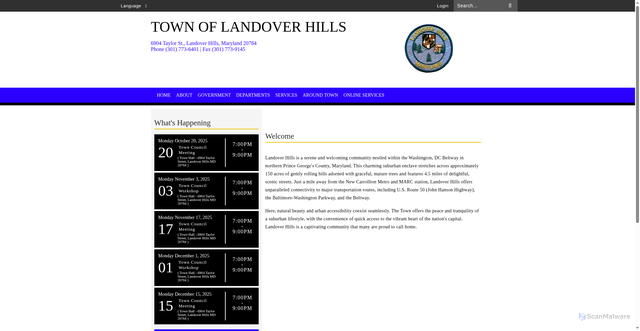 Security scan screenshot of https://www.landoverhillsmd.gov/