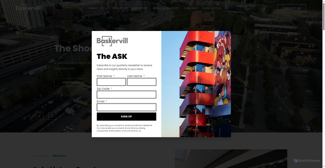 Security scan screenshot of https://www.baskervill.com