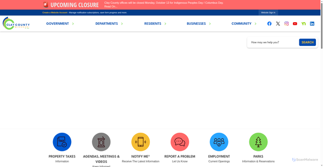Security scan screenshot of https://claycountymo.gov/