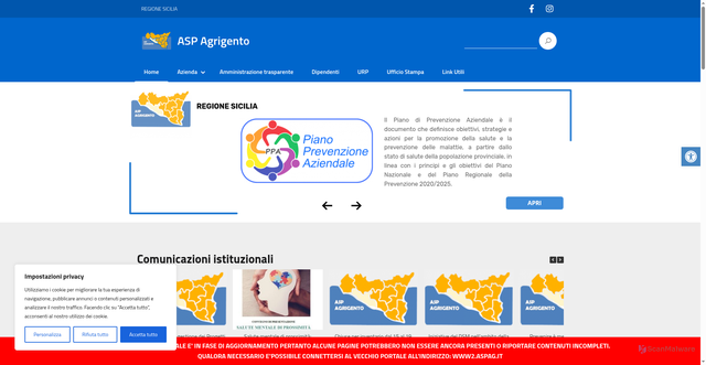 Security scan screenshot of https://www.aspag.it/