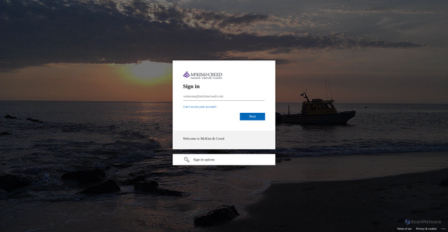 Security scan screenshot of https://mckimcreed-my.sharepoint.com