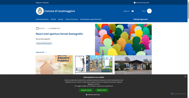 Security scan screenshot of https://www.comune.casalmaggiore.cr.it/it