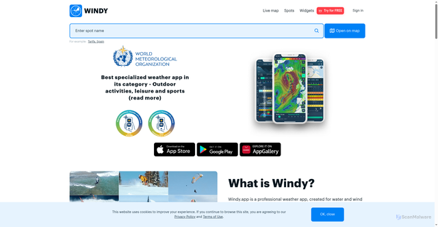Security scan screenshot of https://windyapp.co