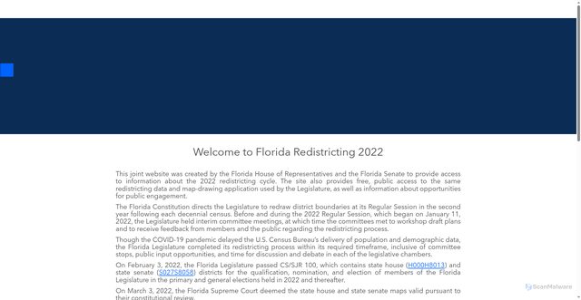 Security scan screenshot of https://www.floridaredistricting.gov/