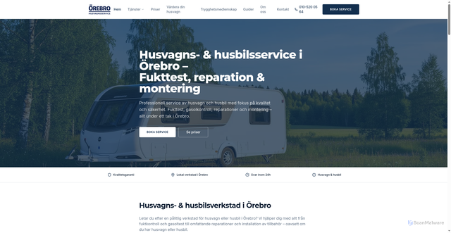 Security scan screenshot of https://orebrohusvagnsservice.se