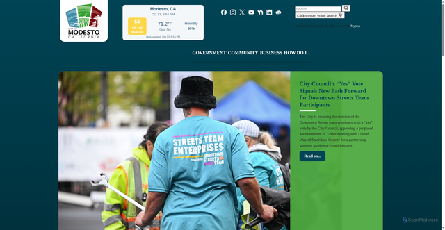 Security scan screenshot of https://www.modestogov.com/