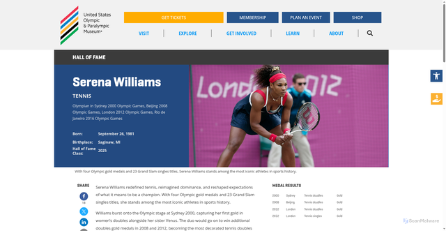 Security scan screenshot of https://usopm.org/serena-williams/