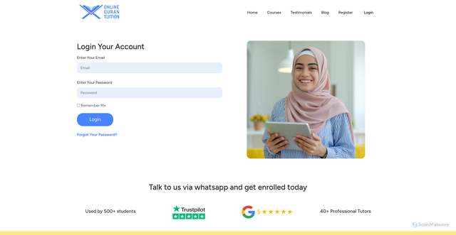 Security scan screenshot of http://app.onlinequrantuition.co.uk/
