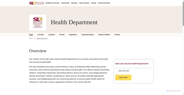 Security scan screenshot of https://www.saltlakecounty.gov/health