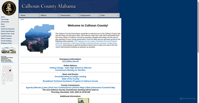 Security scan screenshot of https://calhouncountyal.gov/