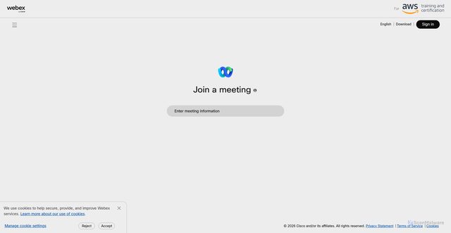 Security scan screenshot of https://awsvirtual.webex.com