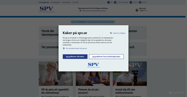 Security scan screenshot of https://www.spv.se/privatperson/statlig-tjanstepension/