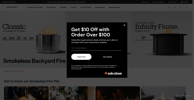 Security scan screenshot of https://www.solostove.com/us/en-us/plp/fire-pits/backyard?srsltid=AfmBOorsXMGaNTM_fruBekwkEGqfvFczGXd6wJ-rRxCZfgsiM1oSuLVi
