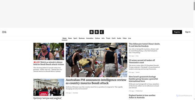 Security scan screenshot of https://www.bbc.com