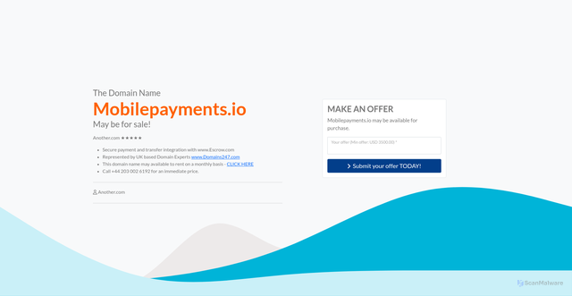 Security scan screenshot of https://mobilepayments.io