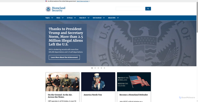 Security scan screenshot of https://dhs.gov/