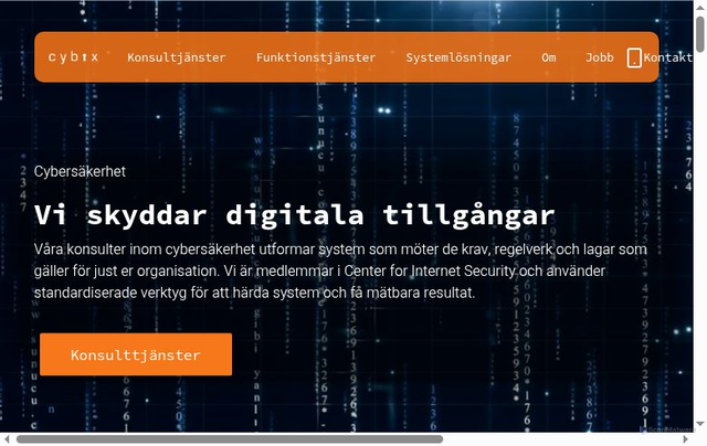 Security scan screenshot of https://www.cybix.se/