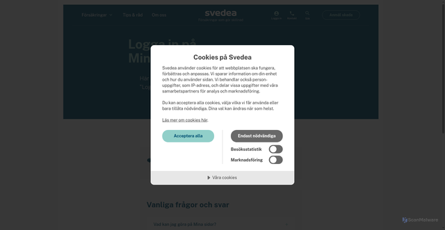 Security scan screenshot of https://app.svedea.se/