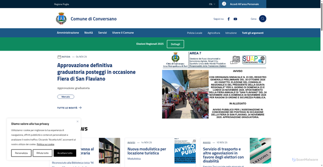 Security scan screenshot of https://www.comune.conversano.ba.it/